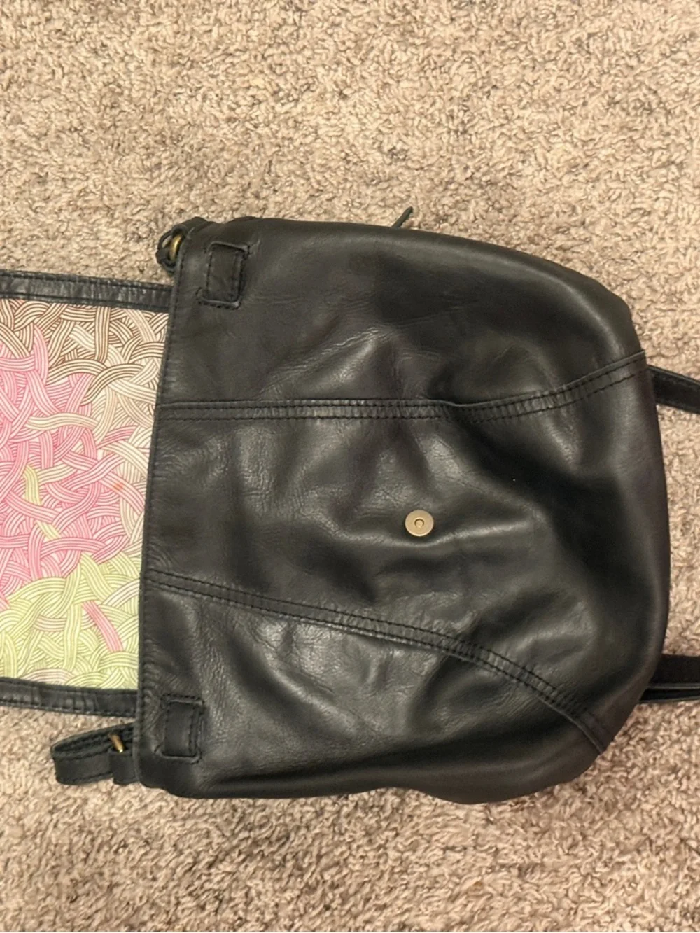 The‎ Sak Black Leather Crossbody with Gold Stud Accents